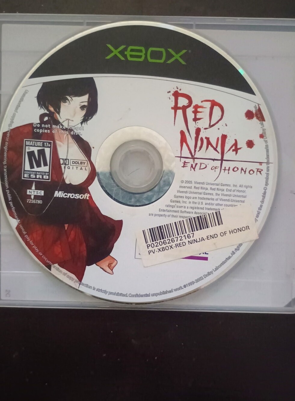 Microsoft Xbox - Red Ninja: End of Honor (White/Black/Red)'Read Description "